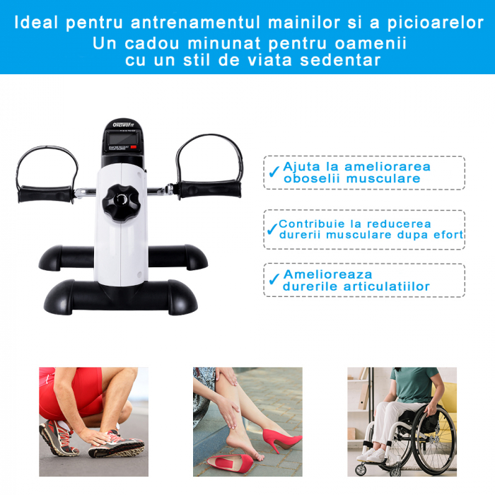 RESIGILAT - Mini bicicleta fitness de recuperare, GO4FIT, pentru maini si picioare, reglabila, ideala pentru exercitii de intretinere [8]