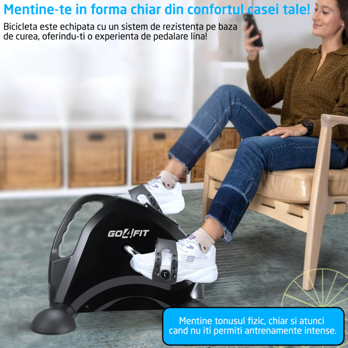 Mini Bicicleta Fitness GO4FIT®, Model GF510, Recuperare Maini si Picioare, Reglabila, 15 Niveluri, Greutate 3.2 kg, Ecran LCD, Timp, Distanta, Repetari, Odometru, Calorii, Viteza, Maner Transport [6]