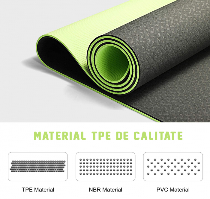 Saltea pentru antrenament, GO4FIT, pentru yoga, fitness, aerobic, pilates, exercitii la sol, dimensiune 1830x620x6mm [2]