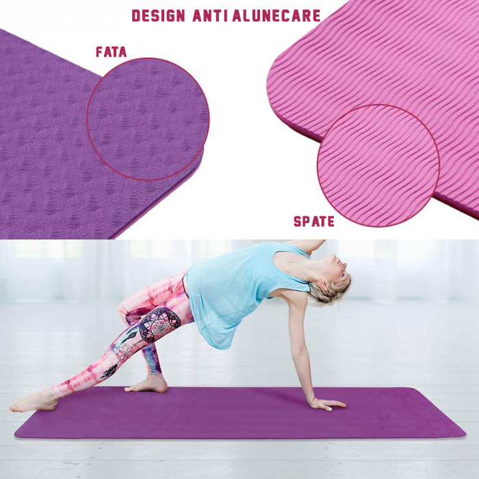 Saltea pentru antrenament, GO4FIT, pentru yoga, fitness, aerobic, pilates, exercitii la sol, dimensiune 1830x620x6mm [5]