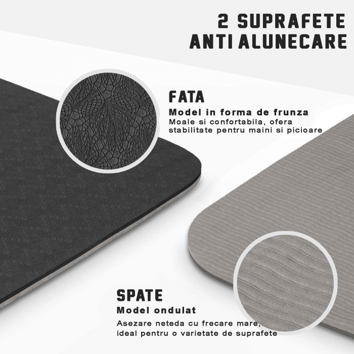 Saltea pentru antrenament, GO4FIT, pentru yoga, fitness, aerobic, pilates, exercitii la sol, dimensiune 1830x620x6mm [4]