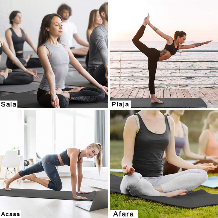 Saltea pentru antrenament, GO4FIT, pentru yoga, fitness, aerobic, pilates, exercitii la sol, dimensiune 1830x620x6mm [5]