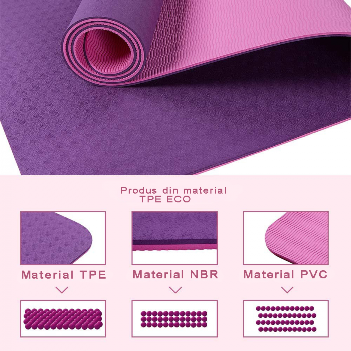 Saltea pentru antrenament, GO4FIT, pentru yoga, fitness, aerobic, pilates, exercitii la sol, dimensiune 1830x620x6mm [4]