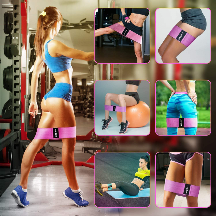 Set 3 benzi elastice din material, GO4FIT, 3 niveluri de rezistenta, saculet inclus [7]
