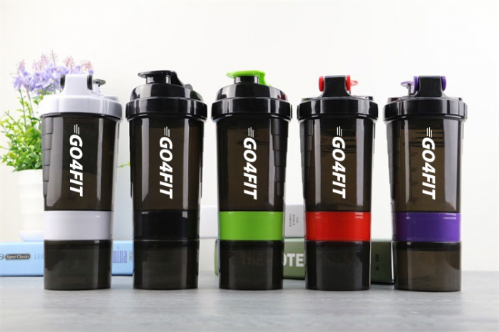 Shaker GO4FIT, din plastic fara BPA, pentru prepararea bauturilor proteice, alb [6]