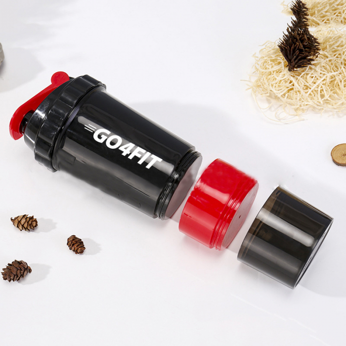 Shaker GO4FIT, din plastic fara BPA, pentru prepararea bauturilor proteice, rosu [4]