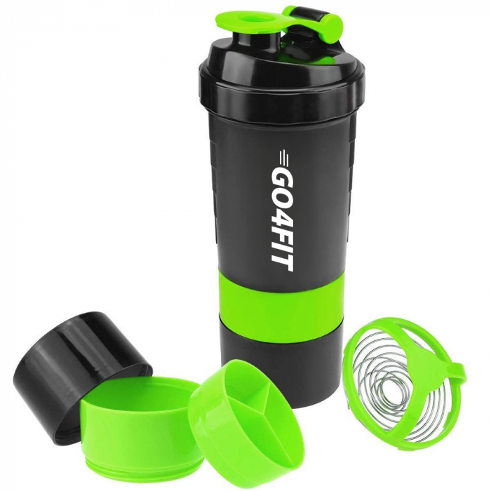 Shaker GO4FIT, din plastic fara BPA, pentru prepararea bauturilor proteice, verde [7]