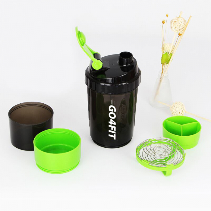 Shaker GO4FIT, din plastic fara BPA, pentru prepararea bauturilor proteice, verde [6]
