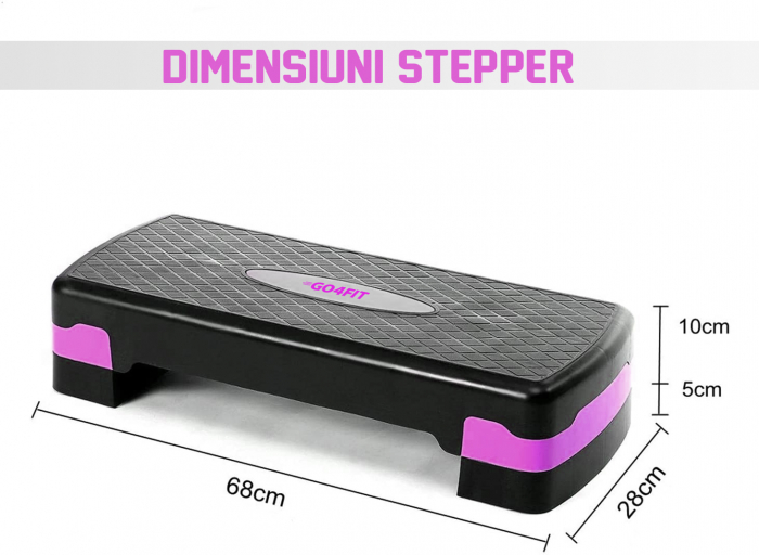 Stepper GO4FIT , pentru fitness, aerobic si cardio, 2 niveluri de inaltime [3]