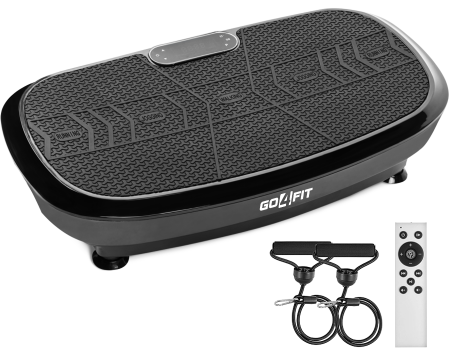 Aparate Fitness - Aparat Vibromasaj GO4FIT®, Model GF2000, 200W, 120 Niveluri Viteza, Programe Presetate P1-P5, Bluetooth & Boxe, Telecomanda, Benzi Incluse, Greutate Maxima 150 kg, Negru