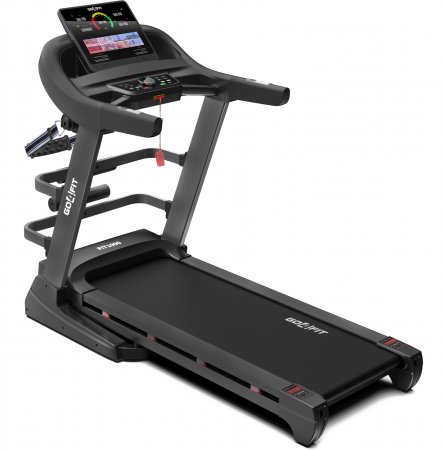 Aparate Fitness - Banda de Alergare Electrica GO4FIT® Premium, Model FIT1000, Motor 4.5 CP, Viteza 1-20 km/h, Aparat Masaj, 15 Programe, Inclinare Automata 20%, Greutate Maxima Utilizator 140 kg, Bluetooth