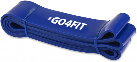 Banda elastica lunga GO4FIT, resistance band pentru fitness, antrenament sala, gimnastica recuperare, rezistenta 25-60 kg, albastra [5]