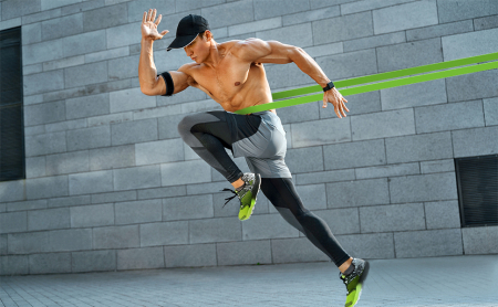 Banda elastica lunga GO4FIT, resistance band pentru fitness, antrenament sala, gimnastica recuperare, rezistenta 22.5-57 kg, verde [3]