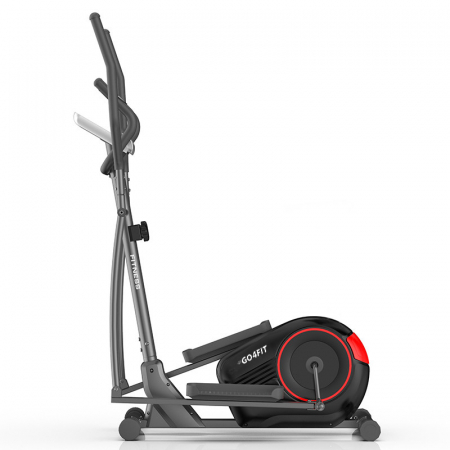 Bicicleta eliptica magnetica, GO4FIT, pentru fitness cu monitorizare activitati fizice, puls, viteza, timp, distanta si calorii, greutate maxima 110 kg, 8 niveluri de rezistenta, volanta 5 kg, rosie [8]