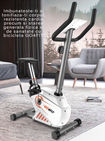 Bicicleta fitness magnetica, GO4FIT, model GF100, greutate maxima utilizator 130 kg, functii: timp, viteza, distanta, calorii, puls, volanta 2.5 kg, 8 niveluri de rezistenta [7]