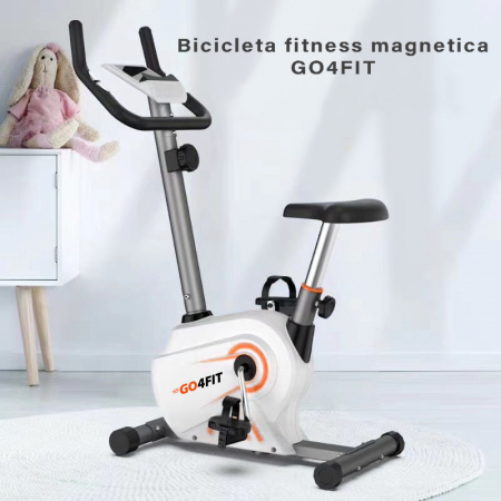 Bicicleta fitness magnetica, GO4FIT, model GF100, greutate maxima utilizator 130 kg, functii: timp, viteza, distanta, calorii, puls, volanta 2.5 kg, 8 niveluri de rezistenta [9]