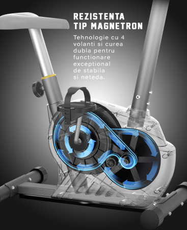 Bicicleta fitness magnetica, GO4FIT, model GF100, greutate maxima utilizator 130 kg, functii: timp, viteza, distanta, calorii, puls, volanta 2.5 kg, 8 niveluri de rezistenta [6]