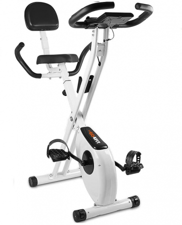 Bicicleta fitness magnetica, GO4FIT, model GF300, verticala, pliabila, volanta 1.6 kg, greutate maxima utilizator 100 kg, functii: timp, viteza, distanta, calorii, puls, 8 niveluri de rezistenta [11]