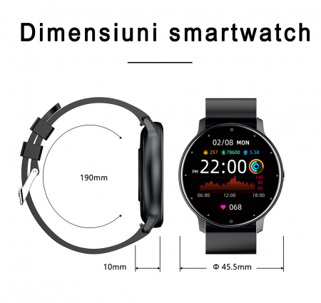 RESIGILAT - Ceas smartwatch si bratara fitness, GO4FIT® , model GF03, Notificari Apeluri/Sms/Social Media, monitorizare activitati fizice, somn, ritm cardiac, pedometru, player muzica, rezistent la ap [5]