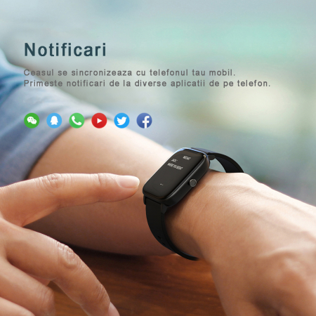RESIGILAT - Ceas smartwatch si bratara fitness, GO4FIT® , model GF01, Notificari Apeluri/Sms/Social Media, monitorizare activitati fizice, somn, ritm cardiac, pedometru, player muzica, rezistent la ap [2]