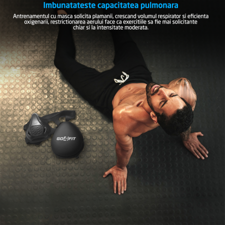 Masca antrenament, GO4FIT®, Training Mask, Marime Universala pentru Fitness, Alergare, Cardio, Rezistenta [4]