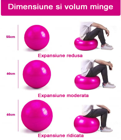 Minge fitness, GO4FIT, 65 cm, pentru exercitii gimnastica, yoga, aerobic, pilates, recuperare, pompa inclusa [6]