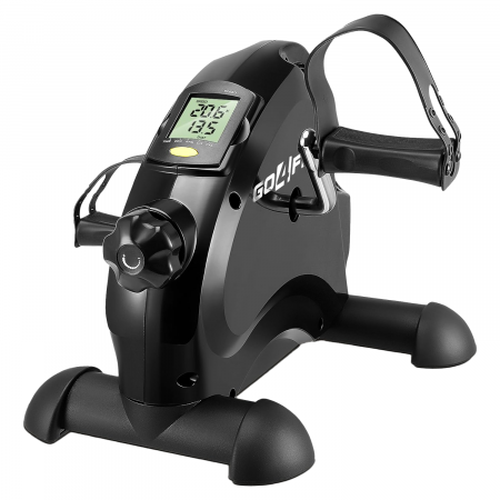 Aparate Fitness - Mini Bicicleta Fitness GO4FIT®, Model GF510, Recuperare Maini si Picioare, Reglabila, 15 Niveluri, Greutate 3.2 kg, Ecran LCD, Timp, Distanta, Repetari, Odometru, Calorii, Viteza, Maner Transport