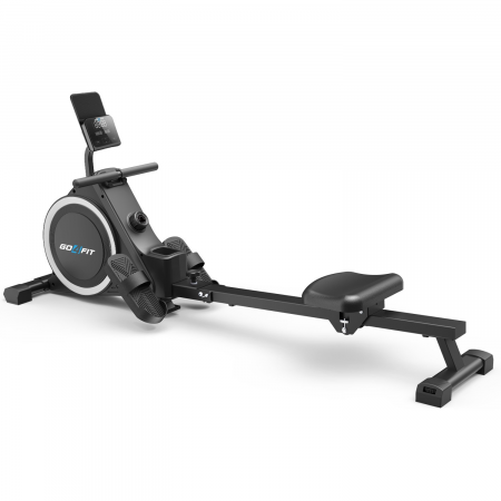 Aparate Fitness - Aparat Vaslit GO4FIT® Model R100, Volanta Magnetica 4kg, Greutate Suportata 130kg, 16 Trepte, Bluetooth, Aplicatii, Kinomap, Zwift, FitShow, Pliabil, Suport Telefon, Afisaj Digital