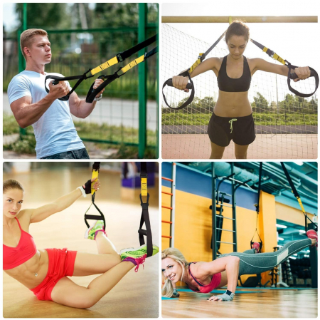 Set sistem suspensie tip TRX, pentru fitness, workout, yoga, gimnastica de recuperare, exercitii fizice, aerobic, pilates [3]