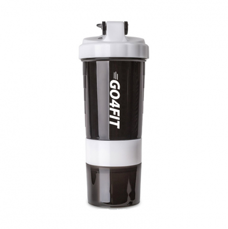 Shaker GO4FIT, din plastic fara BPA, pentru prepararea bauturilor proteice, alb [0]