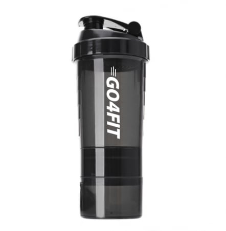 Shaker GO4FIT, din plastic fara BPA, pentru prepararea bauturilor proteice, negru [0]