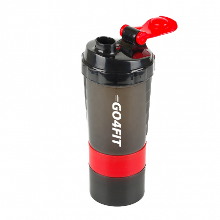 Shaker GO4FIT, din plastic fara BPA, pentru prepararea bauturilor proteice, rosu [0]
