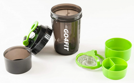 Shaker GO4FIT, din plastic fara BPA, pentru prepararea bauturilor proteice, verde [2]