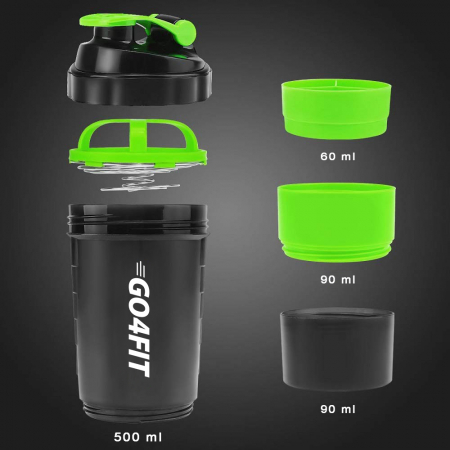Shaker GO4FIT, din plastic fara BPA, pentru prepararea bauturilor proteice, verde [1]