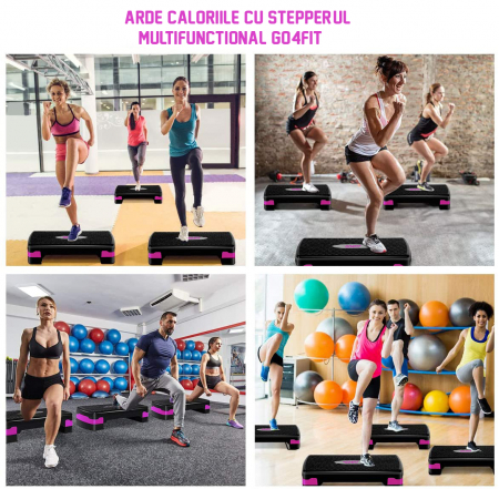 Stepper GO4FIT , pentru fitness, aerobic si cardio, 2 niveluri de inaltime [4]