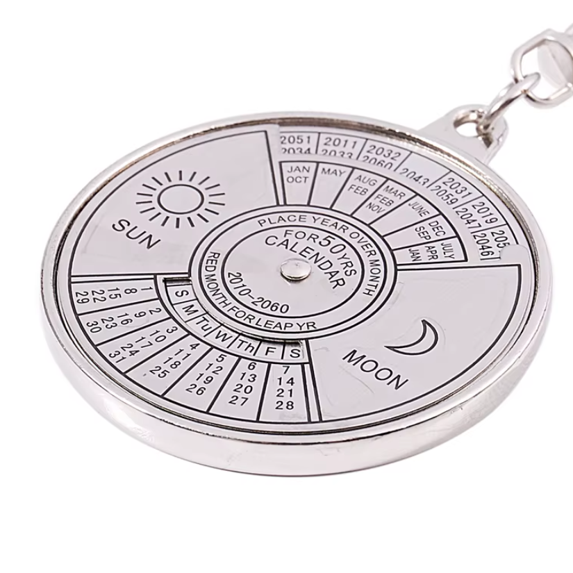 Breloc For 50 YRS pentru chei, CRM, design calendar, argintiu, rotund [3]