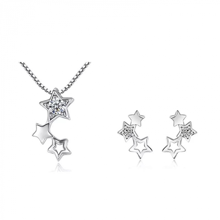 Set pentru femei, ADM, Glowing Stars, lantisor cu pandantiv si cercei in forma de stelute [5]