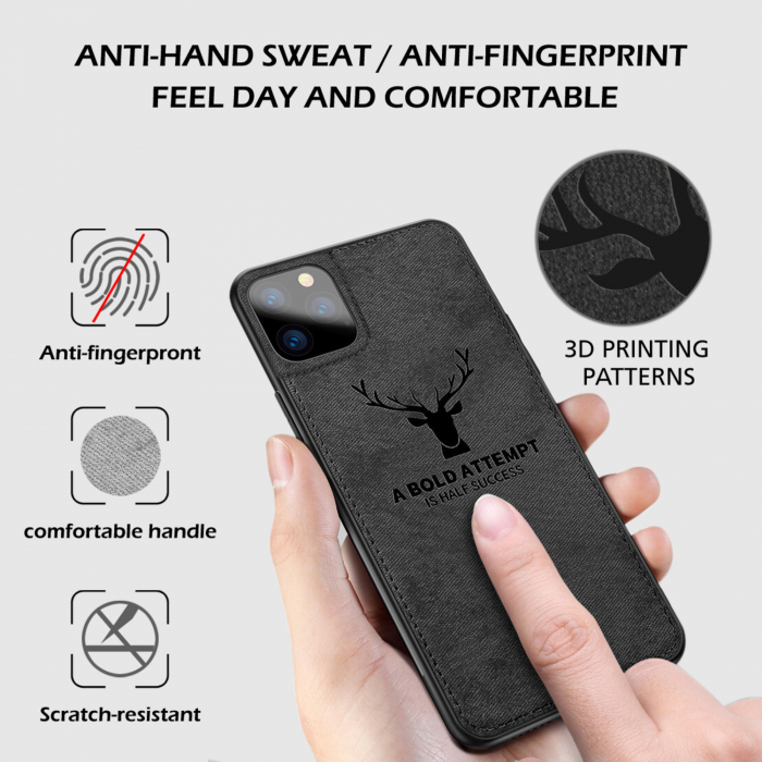 Husa de protectie pentru iPhone 12/12 Pro, ADM, DeerCase, piele nabuc, neagra [3]