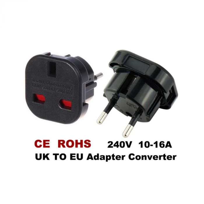 Adaptor de priza UK la priza EU, 240V, 10A, negru [3]