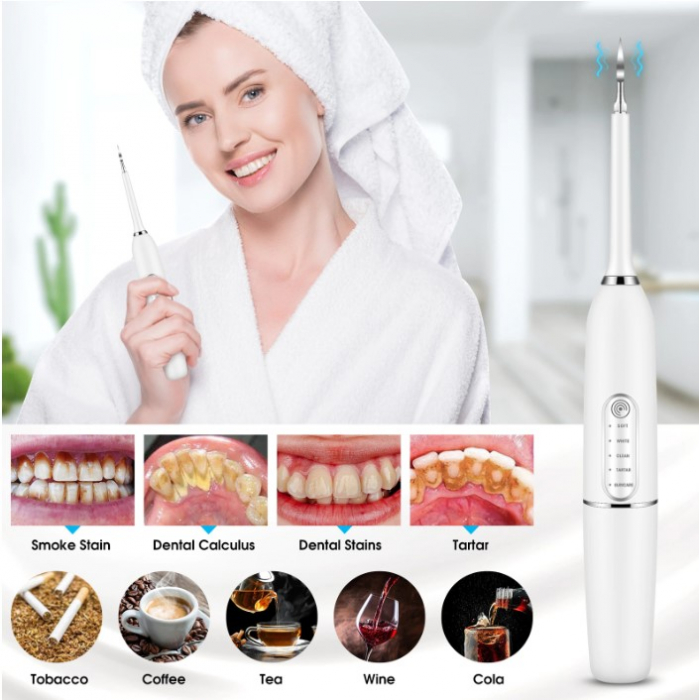 Kit pentru ingrijire orala cu periuta electrica, EVNC, Deeply Oral Clean, 7 accesorii incluse, wireless, incarcare USB, indepartare tartru [3]