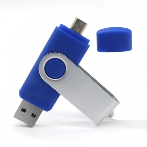 Stick de memorie cu USB 2.0 si micro USB, GMO, 64GB, albastru [1]