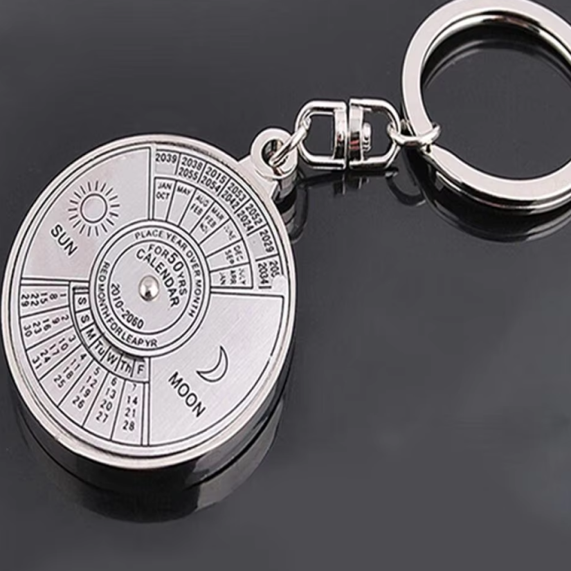 Breloc For 50 YRS pentru chei, CRM, design calendar, argintiu, rotund [2]