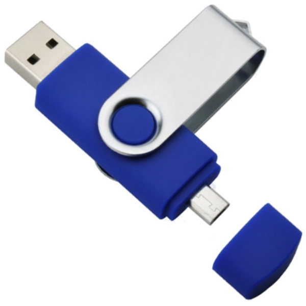 Stick de memorie cu USB 2.0 si micro USB, GMO, 64GB, albastru [3]