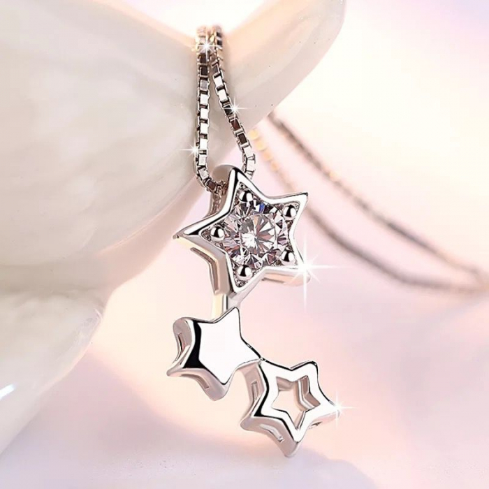 Set pentru femei, ADM, Glowing Stars, lantisor cu pandantiv si cercei in forma de stelute [4]