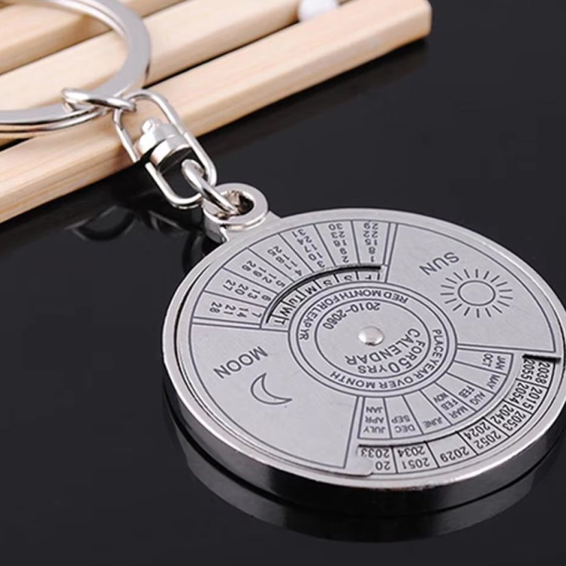 Breloc For 50 YRS pentru chei, CRM, design calendar, argintiu, rotund [4]