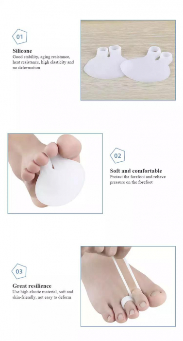 Set talonete pentru metatarsiene din silicon, ADM, ameliorarea durerii, reducerea presiunii, alb [4]