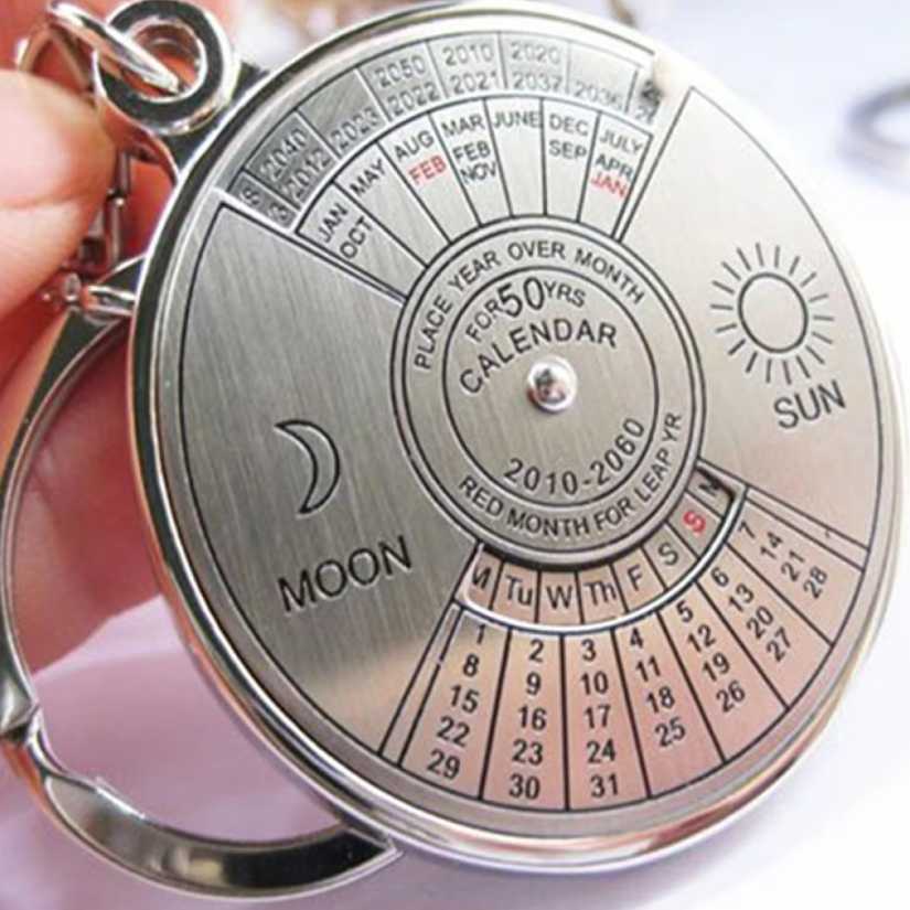 Breloc For 50 YRS pentru chei, CRM, design calendar, argintiu, rotund [5]
