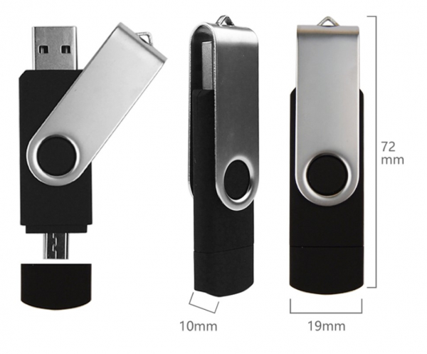 Stick de memorie USB 2.0 si micro USB, GMO, 32GB, negru [4]