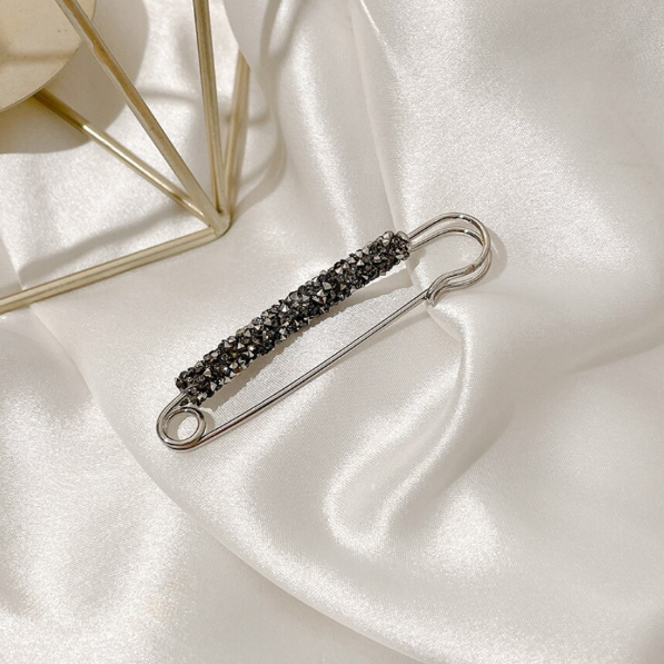 Accesoriu decorativ pentru femei, CRM, brosa cristale, 7.5 cm, gri [3]