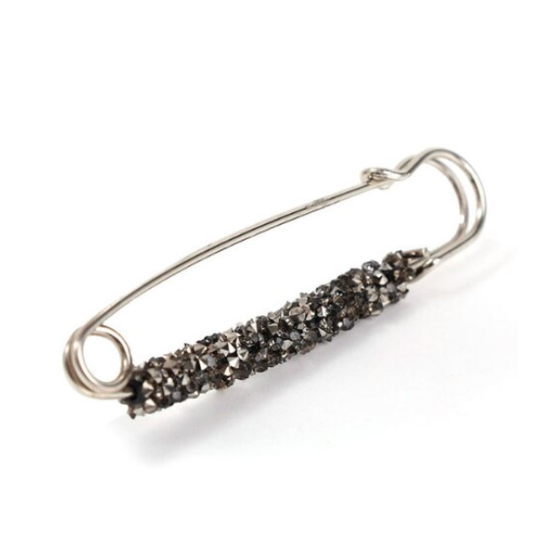 Accesoriu decorativ pentru femei, CRM, brosa cristale, 7.5 cm, gri [4]